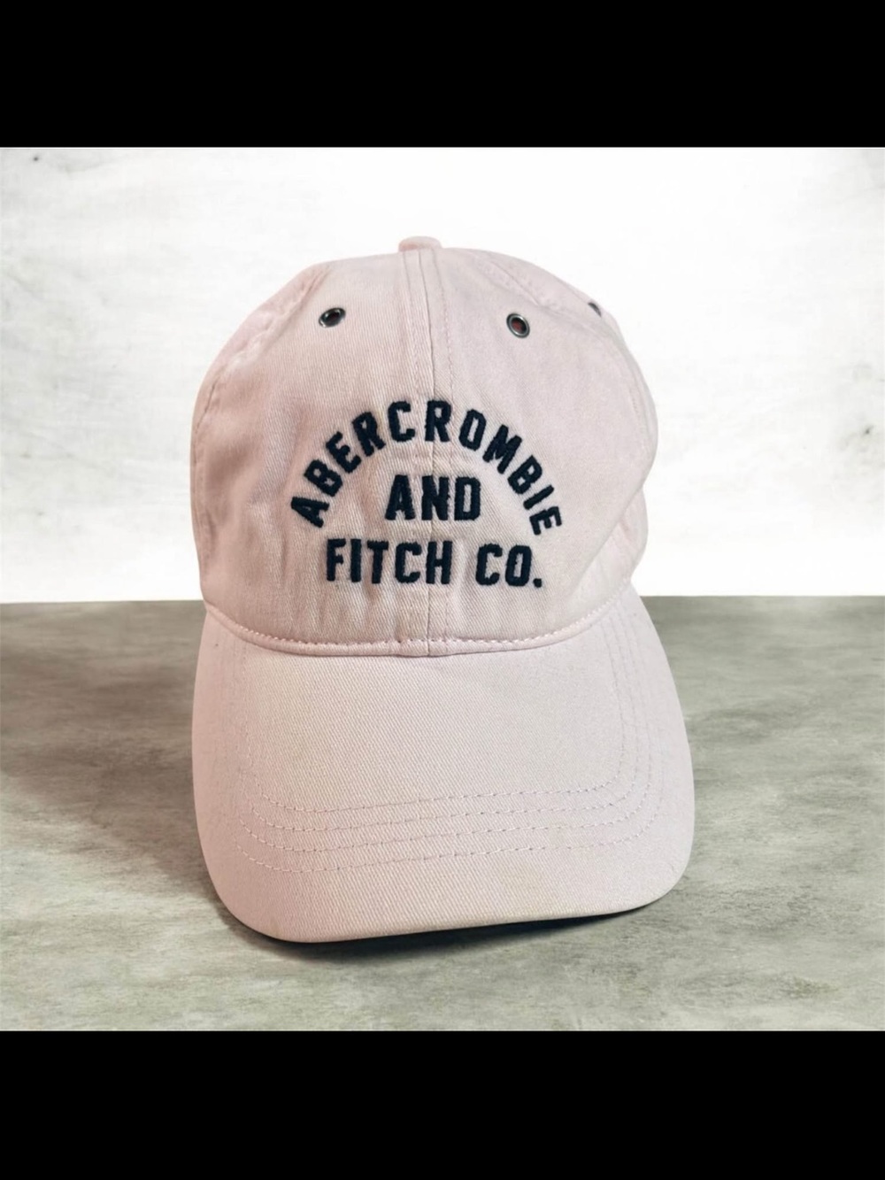 Abercrombie & Fitch Light Pink and Navy Logo Cap